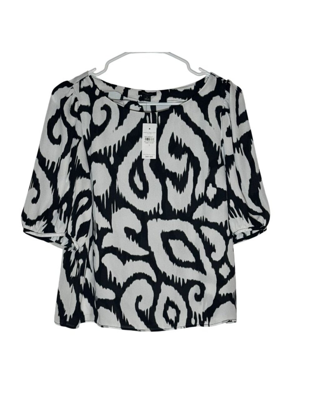 Ann Taylor Factory Abstract Blouse Women's Size Small Black & White Abstract NWT